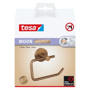 Tesa WC-Rollenhalter Moon in Bronze: Wandmontage ohne Bohren, stilvolles Badzubehör.