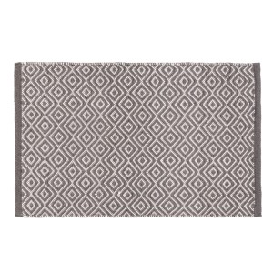 Wenko Badteppich Turpan, 50x80 cm, dunkelgrau-weiß mit geometrischem Rautenmuster. Strukturierte Oberfläche.