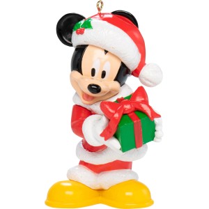 Disney Mickey Maus Weihnachtsanhänger mit Geschenk, 3D Figur für den Baum.