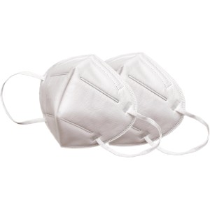 FFP2 Maske im 2er-Set, weißer Atemschutz mit Gummibändern.