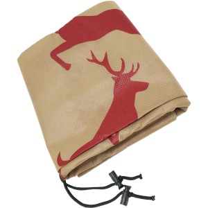 Windhager Winter-Deko-Vlieshaube Protect Hirsch, beige mit rotem Hirsch-Motiv, 1,4x2m.