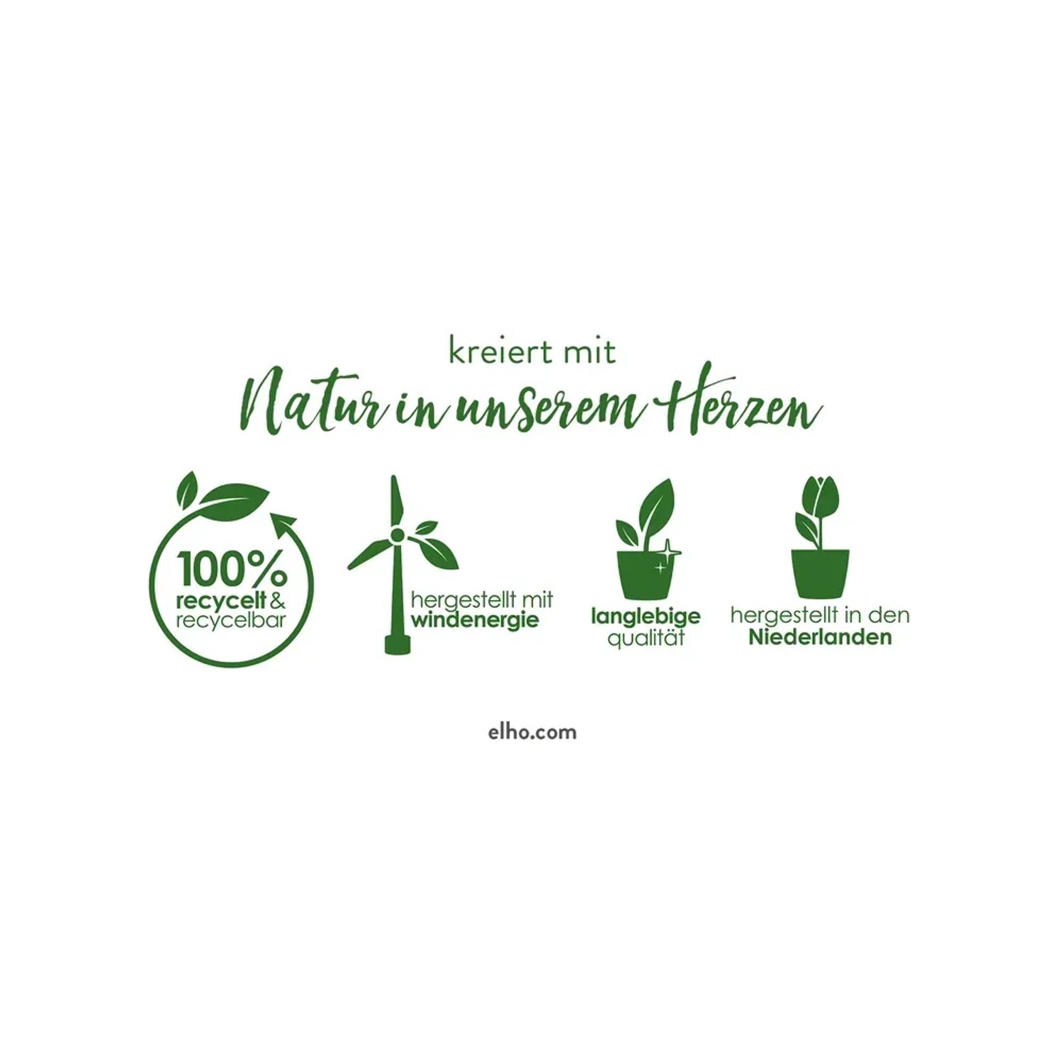 Elho Green Basics Anzuchtschale: Nachhaltige Produktion mit Recycling, Windenergie und in den Niederlanden.