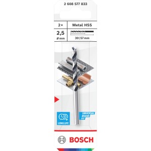 Bosch Spiralbohrer-Set Metal HSS CYL-Schaft Ø 2,5 mm x 30 mm x 57 mm 2-tlg.