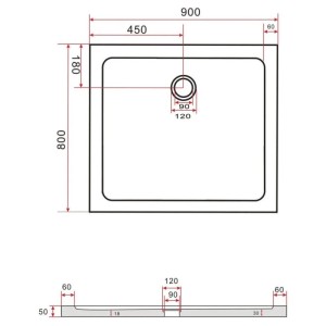 Glasdeals Duschwanne Duschtasse Acryl 5 x 80 x 90 cm 3914