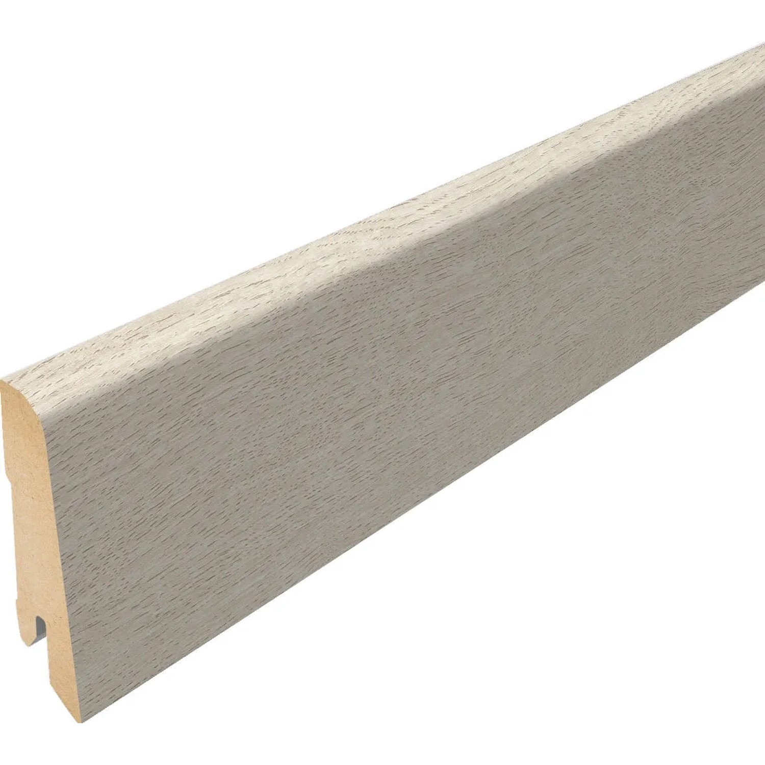 Egger Home Sockelleiste L384 Creston Eiche Weiß, 60 mm hoch, für Laminat, Comfort- und Design-Fußböden.