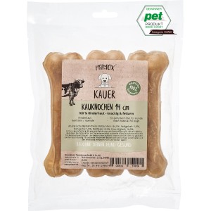 Primox Kauknochen für Hunde, 14 cm, 3 Stück, aus Rinderhaut, zur natürlichen Beschäftigung und Zahnpflege.