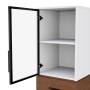 okwish Vitrinenschrank mit LED Beleuchtung Glastüren Wohnzimmer 40x40x200cm Weiß_6