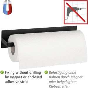 Wenko Küchenrollenhalter Ima, magnetisch, schwarz, für Grill & Küche.
