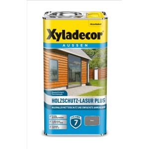 Xyladecor Holzschutz-Lasur Plus Grau, 4 l Dose. Holzlasur für den Außenbereich.