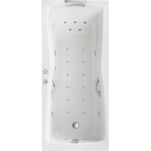 Ottofond Atlanta Whirlpool-Komplettset, 170x75 cm, weiße Badewanne mit Düsen und Armaturen.