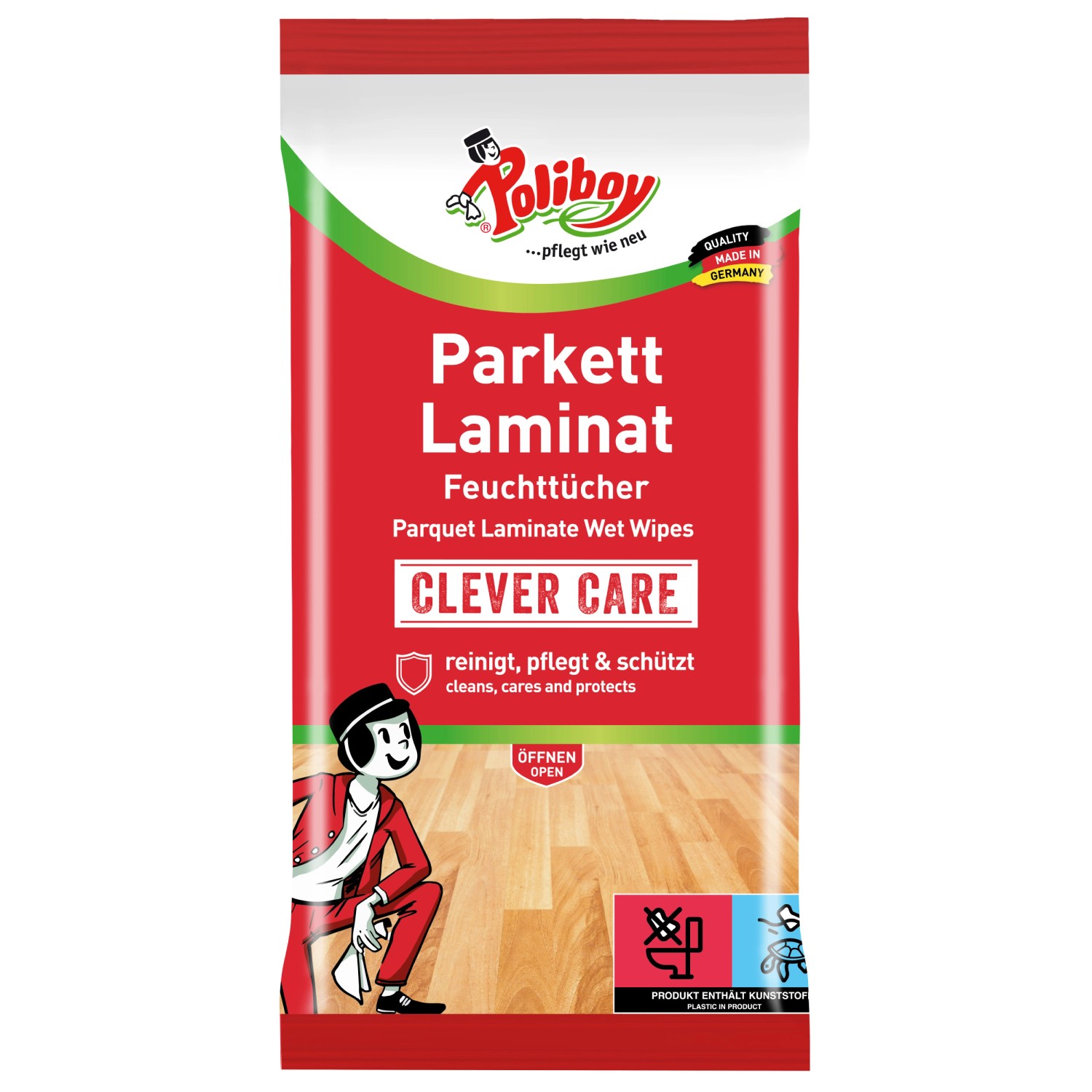 Poliboy Parkett Renovierer Seidenmatt Grundreiniger - Perfektes Set Zum Pflegen Von Matten Parkettböden - 2x 500ml (1000ml) - Made In Germany - Foto 4