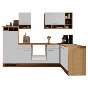 Respekta L-Küchenzeile Hilde LBBEKBL280EWC ohne E-Geräte 280 cm Weiß