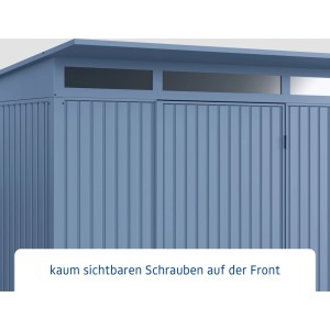 Ecostar Gerätehaus Trend, Pultdach, taubenblau, Metall, Einzeltür.