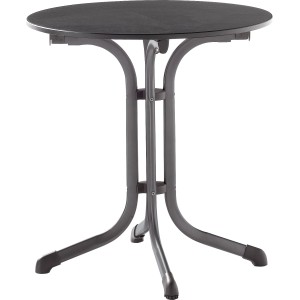 Runder, klappbarer Gartentisch in Grau/Eisengrau (Ø 68 cm) von Sieger. Ideal für Balkon und Garten.