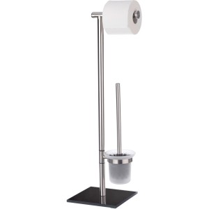 Wenko Stand WC-Garnitur Lima aus Edelstahl mit Toilettenpapierhalter und WC-Bürste.
