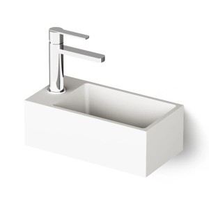 PAA Waschbecken MI/D, Mineralwerkstoff, 40x210x14 cm, weiß matt, mit Armatur.