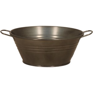 Zinkschale mit Griff im Blacklook Ø 26 cm x 12 cm