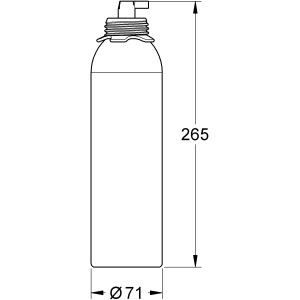 Technische Zeichnung: Grohe Blue Reinigungskartusche für Filtersysteme, Maße 265 x 71 mm.