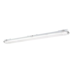 Graue Eglo Feuchtraumleuchte Eco Tube-E, 2-flammig, 128,4 cm, für Deckenmontage.