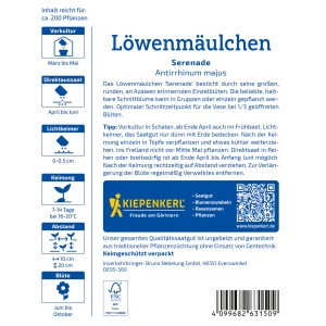 Kiepenkerl Löwenmäulchen Serenade Mischung, Blumensamen für farbenfrohe Blumenbeete.