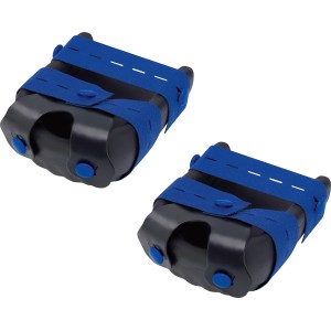 LUX Knieschoner Classic für Fliesen, schwarz mit blauen Riemen, Paar.