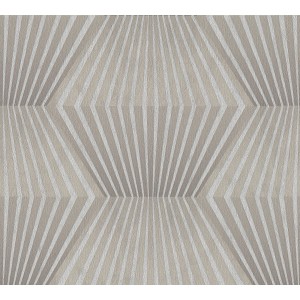 Graue Vliestapete mit 3D-Effekt, geometrischem Muster und leichter Struktur.