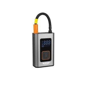 Eufab Mini-Kompressor, aufladbar, mit Display, Adaptern und LED-Leuchte für Pannenhilfe.