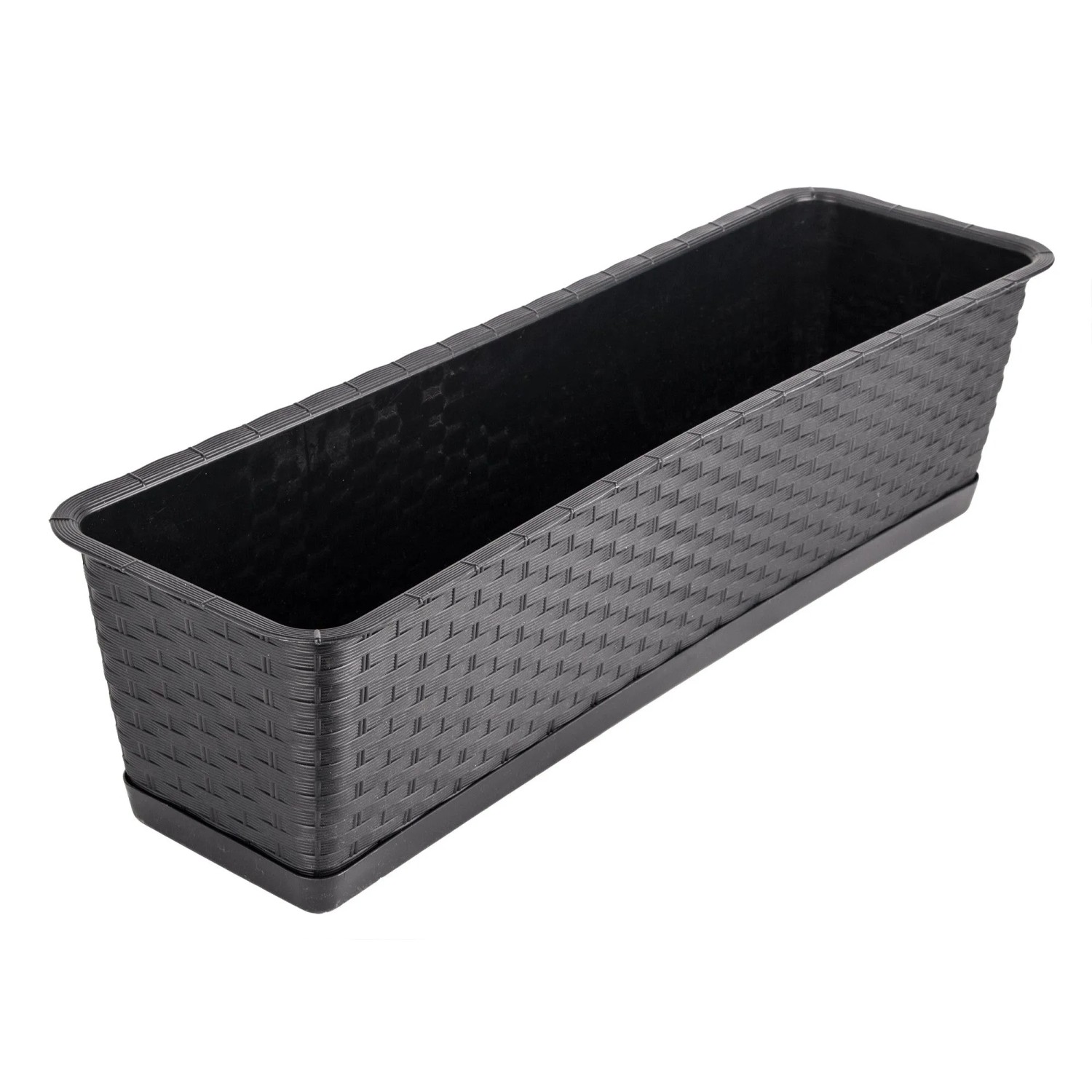 BigDean 2er Set Blumenkasten mit Untersetzer 60 cm Lang Anthrazit aus PP Kunststoff Balkon Pflanzkasten Schmal Balkonkasten kaufen bei OBI