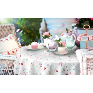 d-c-fix Tischdecke Bella Creme mit Blumenmuster, abwischbar, 140 cm breit.