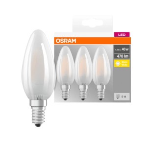 Matte Osram LED Lampe E14, 2.2W, 2700K, warmweißes Licht.