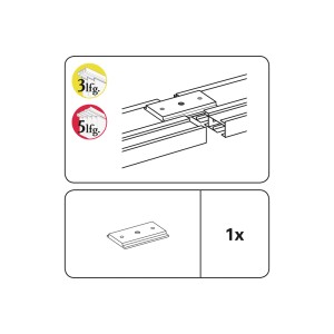 Gardinia Schienenverbinder für 3-läufige Vorhangschiene, Silber.
