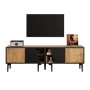 okwish TV Schrank mit Stauraum Fächern Wohnzimmer 160x36.5x45cm Braun_8