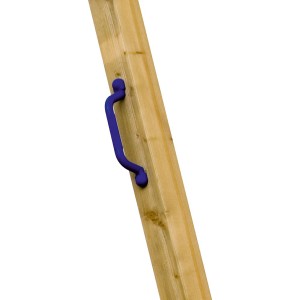 Blaue Karibu Handgriffe (2 Stk.) am Spielturm für Kinder.