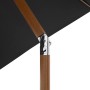 Detailaufnahme: Anthrazitfarbener Doppler Balkonschirm Wood mit Holz-Optik und Kurbelmechanik.
