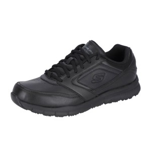 Schwarze Skechers Nampa Herren Arbeitsschuhe, rutschhemmend, mit Schnürung. Robust und bequem für den Arbeitsalltag.