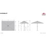 Technische Zeichnung Doppler Marktschirm Expert 200x300 cm Natur mit Maßen und Details.
