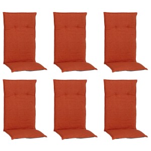 6er-Set Beo Hochlehner-Sitzkissen MM12 im klassischen Design, Farbe Terra. Gartenstuhlauflagen für hohen Sitzkomfort.