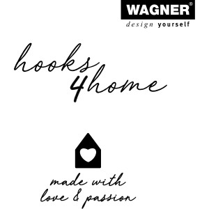 Wagner Wandhaken Set Pill, 4 Haken in Taupe und Korallenrot für Innen & Außen.
