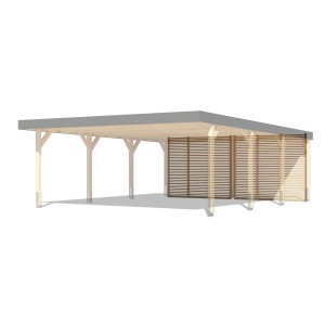 Karibu Rückwand für Leimholz Doppel-Carport Naturbelassen 528 x 528 x 1,8 cm
