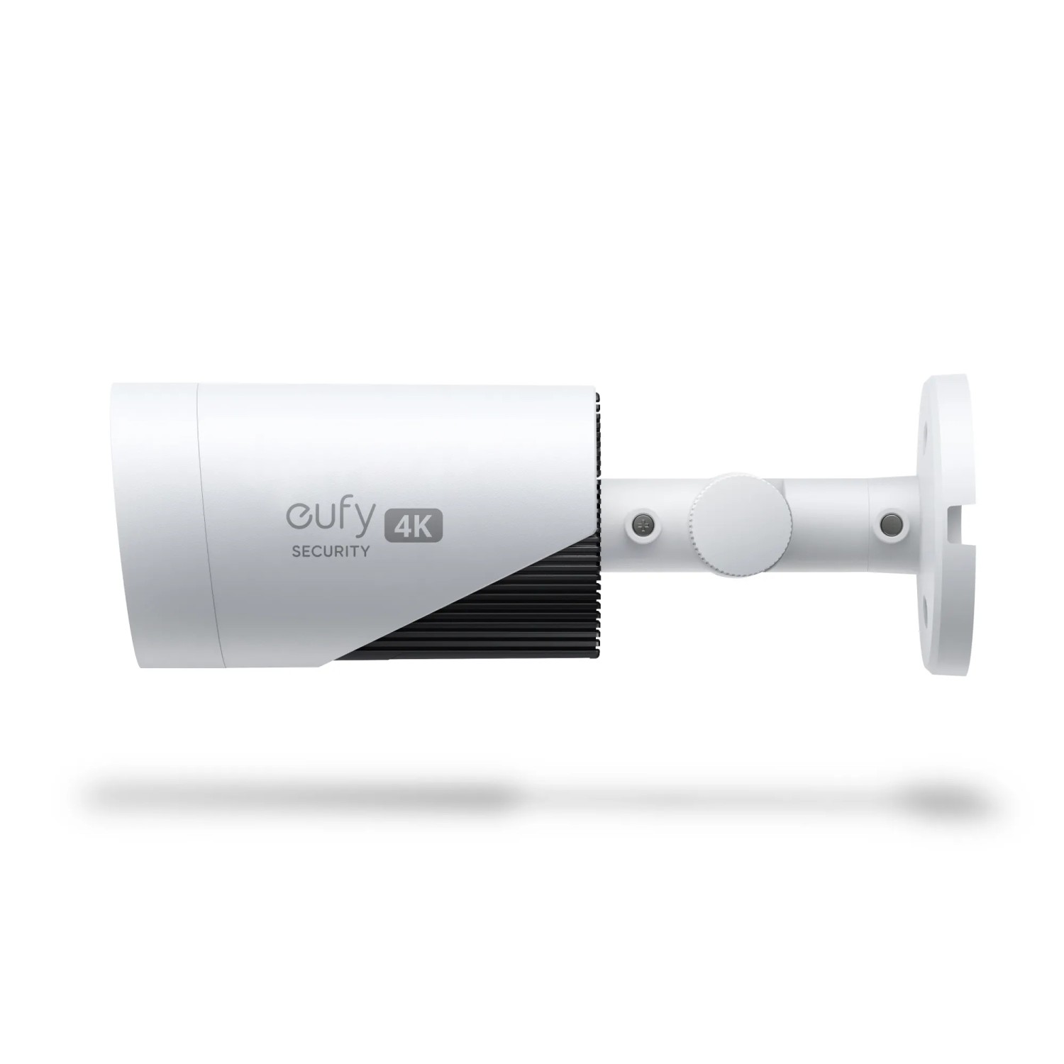 Eufy E330 KI 4K Überwachungskamera für den Außenbereich, weiße Netzstrom-Kamera mit Halterung.