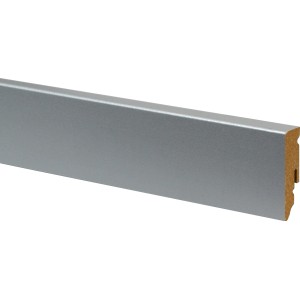 Sockelleiste FU062L in Aluminiumoptik, 15x58x2400 mm, MDF mit Dekorfolie.