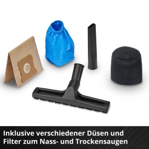 Zubehör für Einhell Nass-Trockensauger: Düsen, Filter und Beutel für vielfältige Reinigungsaufgaben.