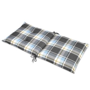 4er Set Beautissu Sunny BK Niederlehner Auflagen, 100x50cm, blau kariert für Gartenstühle.
