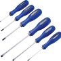 6-teiliges LUX Schraubendreher-Set Classic mit Schlitz und Kreuzschlitz, blaue Griffe.