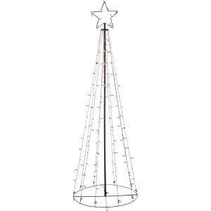 Schwarze LED-Fahnenmastleuchte, 180 cm hoch, mit warmweißen LEDs und Stern, für Außen-Weihnachtsdeko.