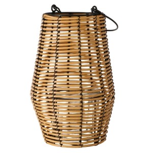 Windlicht Arvid, 28 cm hoch, aus Eisen und Polystyrol in Natur, mit Henkel.