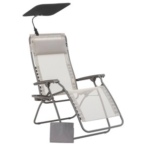 Lafuma Relaxsessel Zen Edition Seigle mit Zubehör: Sonnenschutz, Getränkehalter, Tasche.