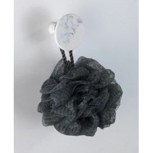 Wandhaken Melle in Marmor-Optik mit Badeschwamm, Handtuchhalter für Bad und Küche.
