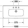 Technische Zeichnung: Duravit DuraStyle Möbelwaschtisch, 100 cm, weiß, mit Hahnloch