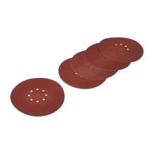 5 LUX Schleifscheiben K60 für Trockenbau, rotbraun, mit Löchern.